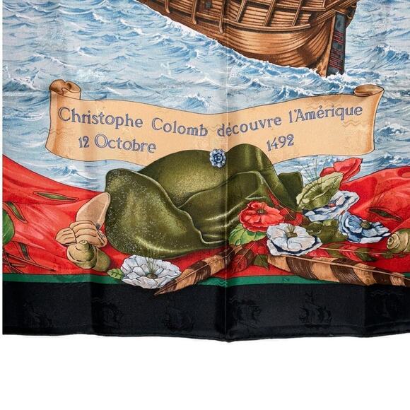 Hermes  Hermès CHRISTOPHE COLOMB DECOUVRE L’AMERIQUE 12 OCTOBRE 1492 SILK SCARF - Picture 7 of 16